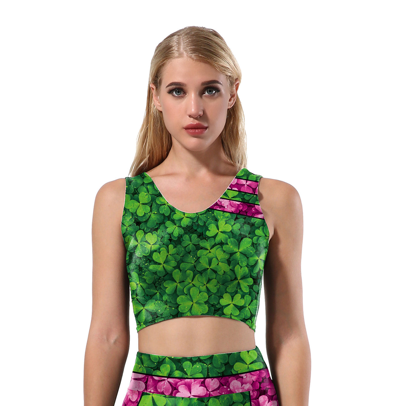 Saint Patrick's Day Digital Printing Festival Tank Top Bottom Yoga Suit Set For Women