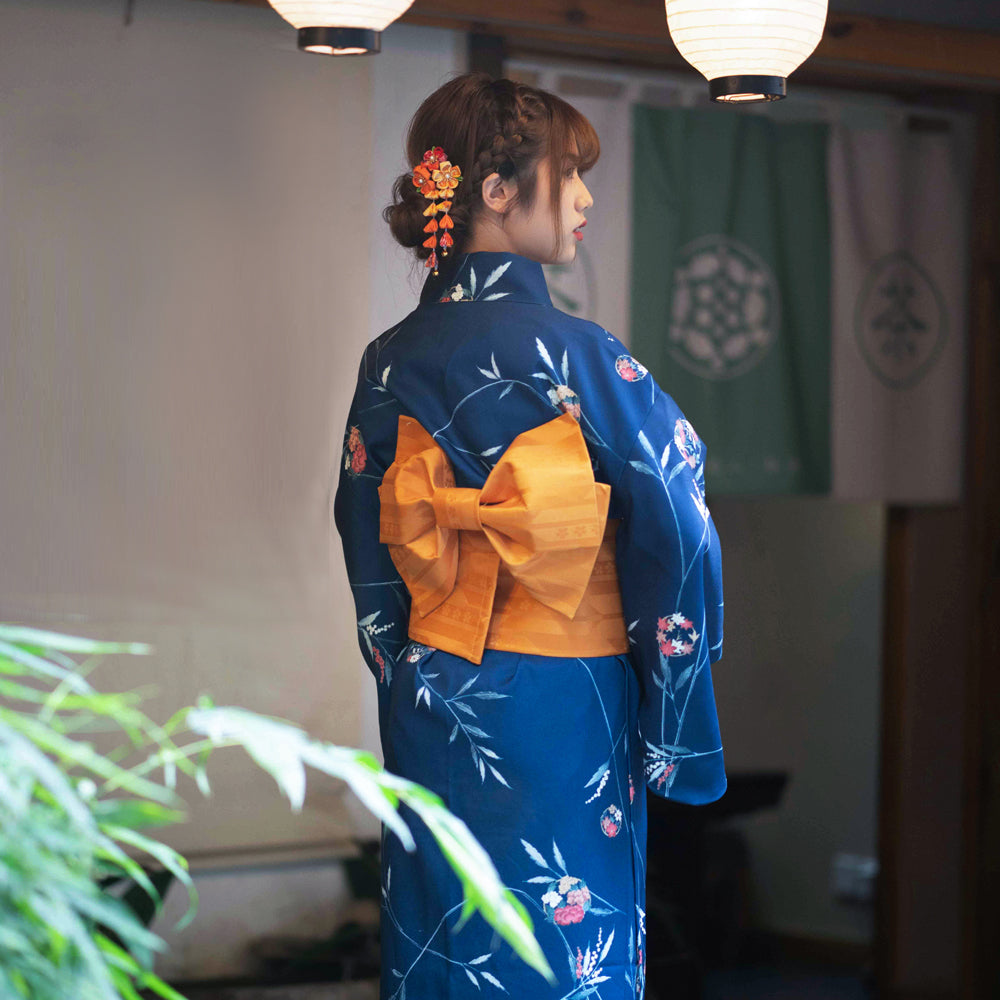 Women's Japanese Retro Kimono Yukata Tangled Pattern