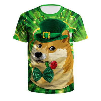 Saint Patrick's Day Digital Printed Round Neck Couple T-shirt