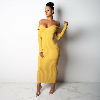 Seater Knit Dress for Women with V-neck