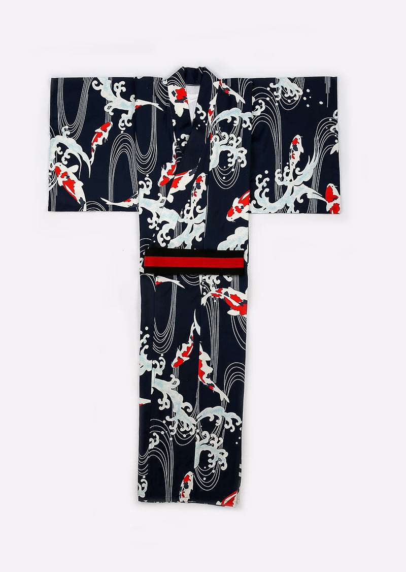 Kimono Formal Wear Male Traditional Kimono Big Koi Samurai Kimono