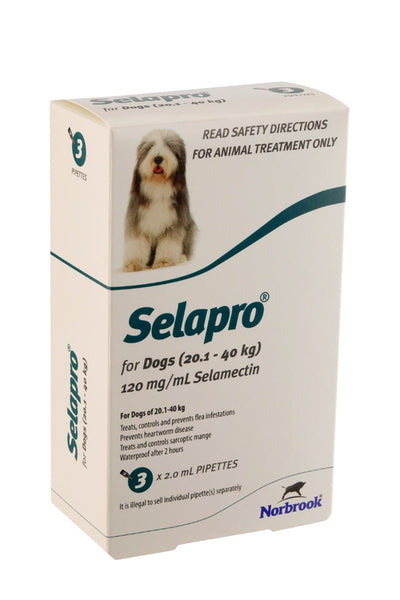 Selapro Flea & Heartworm Spot On Treatment For Dog Weighing  20.1-40kg