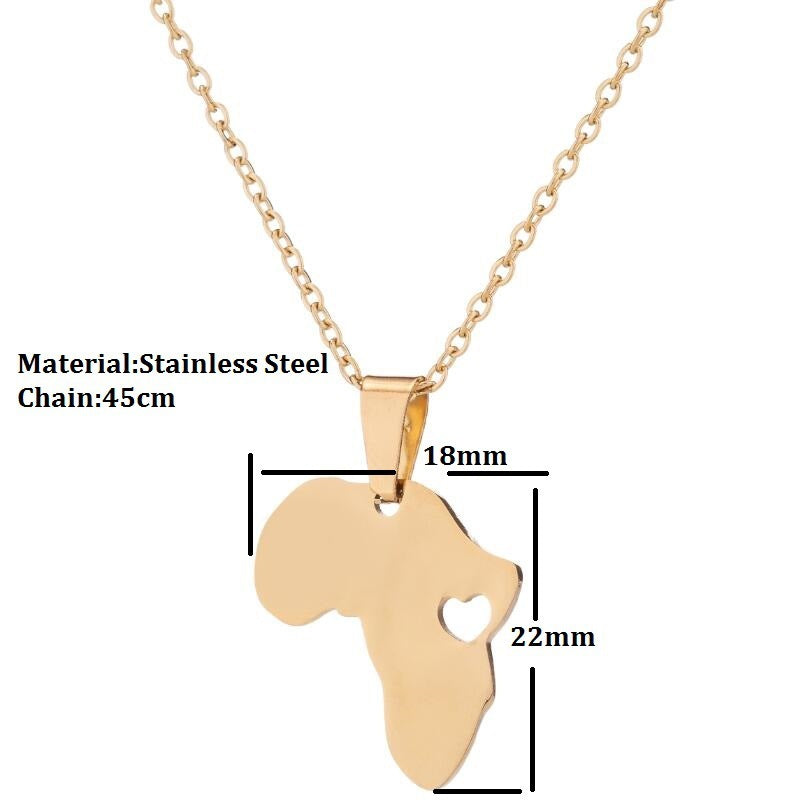 Stainless Steel Africa Map Necklace