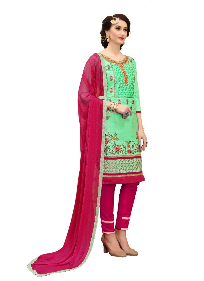 Generic Women's Cotton Salwar Material (Green,