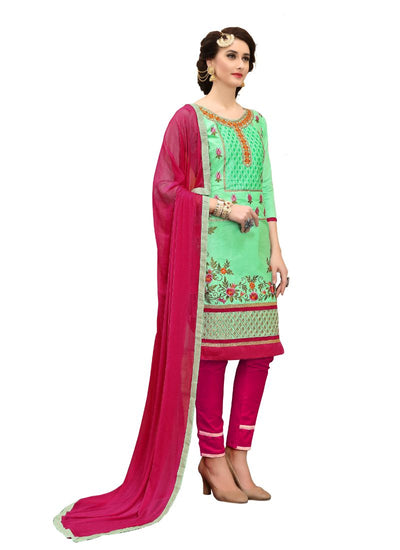Generic Women's Cotton Salwar Material (Green,
