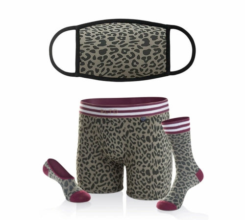 Cheetah Face Cover & Underwear/Sock Bundle