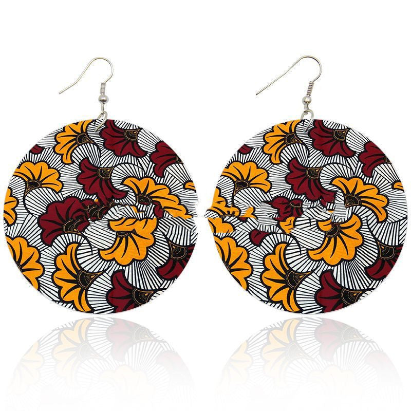 European And American Fashion Africa 504 Wooden Earrings