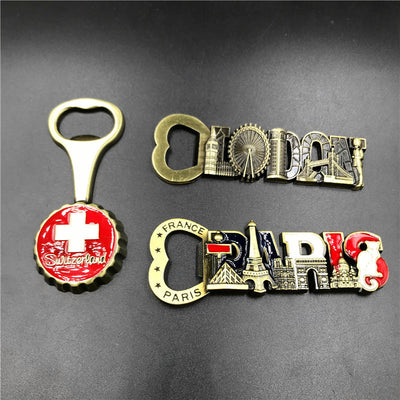 Metal Bottle Opener Refrigerator Magnets Switzerland, UK, France