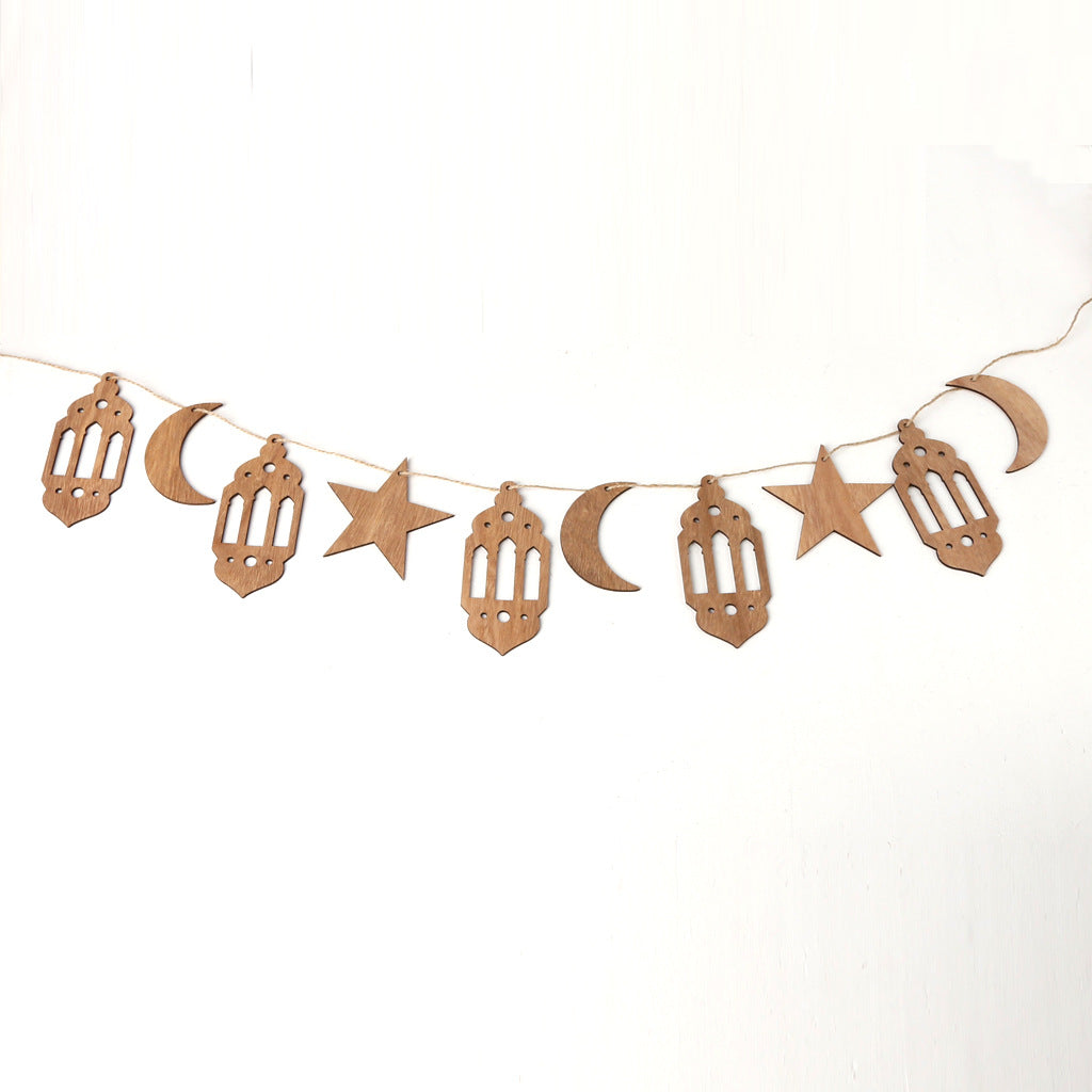 Wooden Crafts Pendants Eid Mubarak Home Decorations