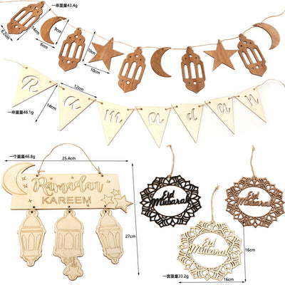 Wooden Crafts Pendants Eid Mubarak Home Decorations