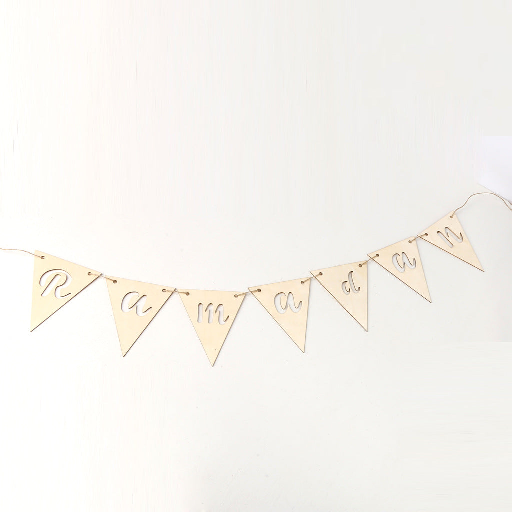Wooden Crafts Pendants Eid Mubarak Home Decorations