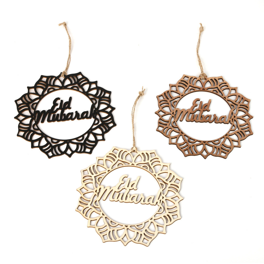 Wooden Crafts Pendants Eid Mubarak Home Decorations