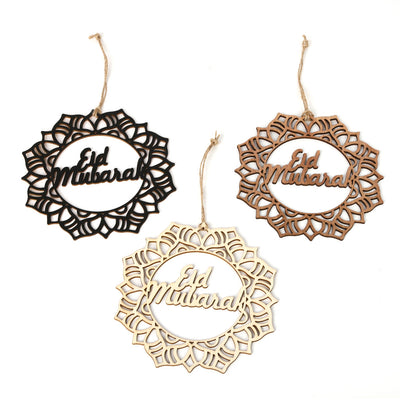 Wooden Crafts Pendants Eid Mubarak Home Decorations
