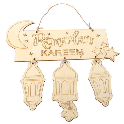 Wooden Crafts Pendants Eid Mubarak Home Decorations
