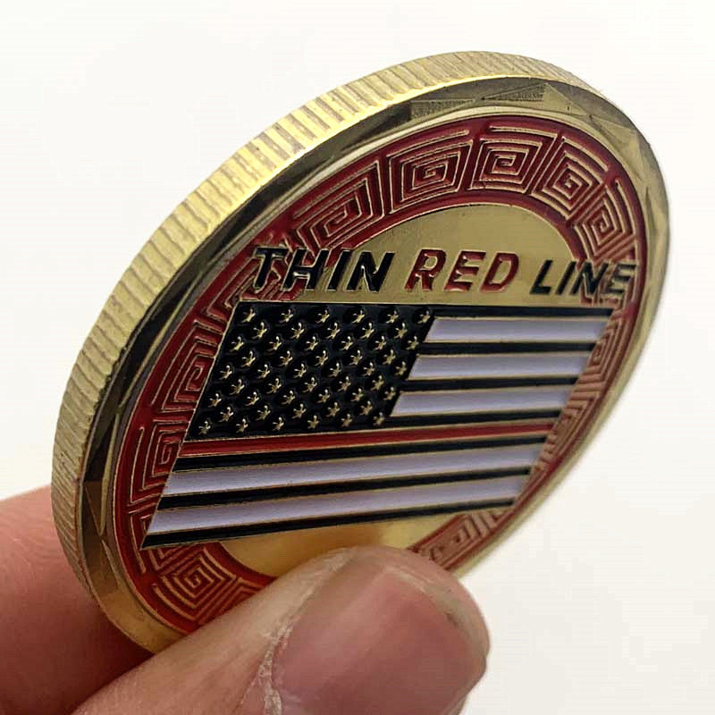 American Firefighter Painted Striped Flag Glory Commemorative Coin