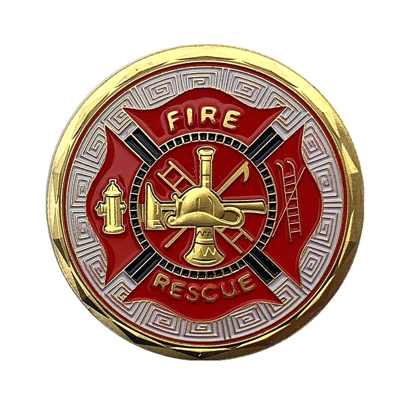 American Firefighter Painted Striped Flag Glory Commemorative Coin