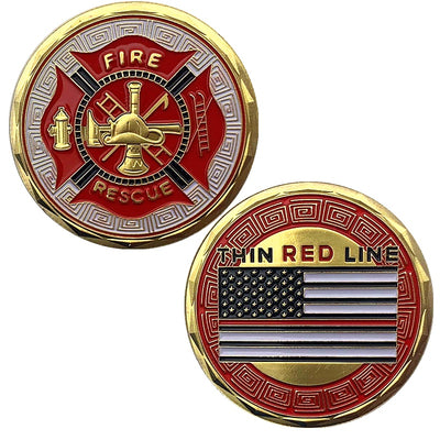 American Firefighter Painted Striped Flag Glory Commemorative Coin