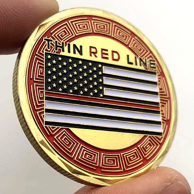 American Firefighter Painted Striped Flag Glory Commemorative Coin