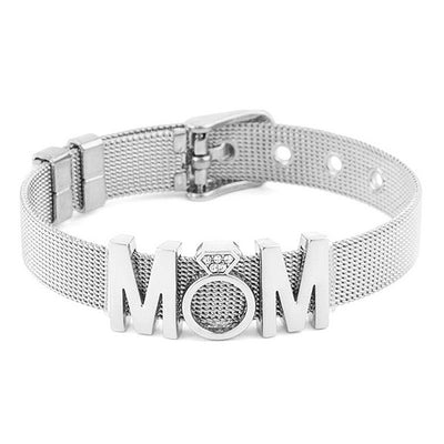 Stainless Steel Watch Chain Bracelet Mothers Day Diamond Crown Letter Bracelet