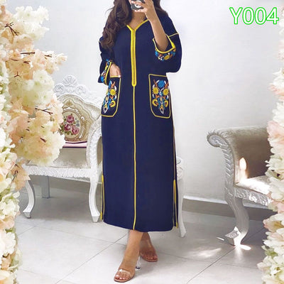 Explosive Trend Of Casual Muslim Women'S Long Skirt Dress Fashion Two-Color Entry