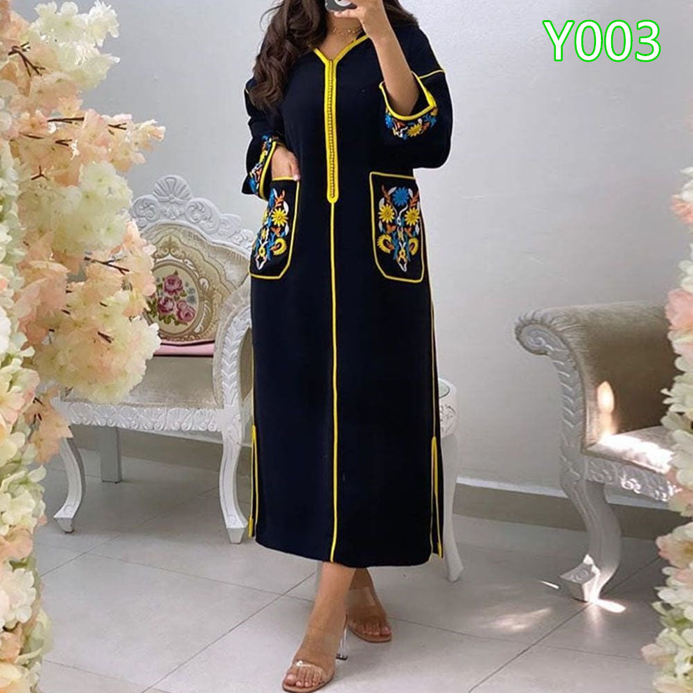 Explosive Trend Of Casual Muslim Women'S Long Skirt Dress Fashion Two-Color Entry