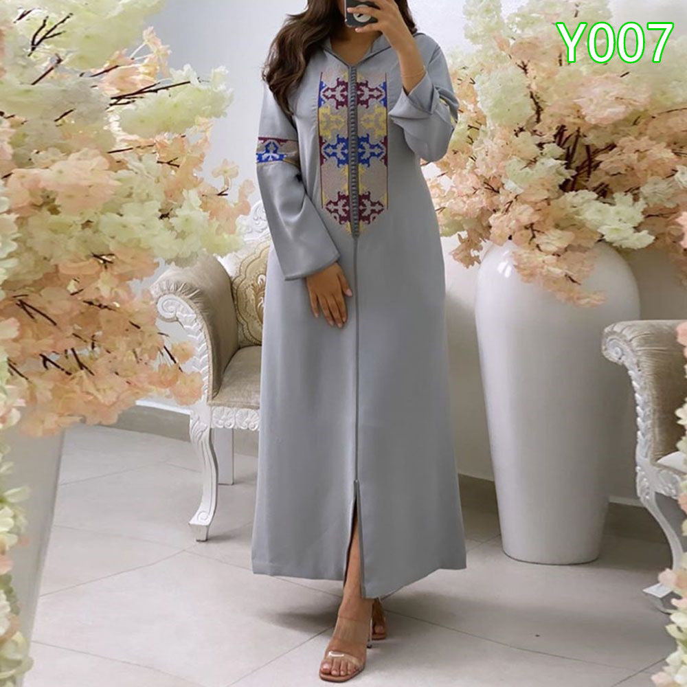 Explosive Trend Of Casual Muslim Women'S Long Skirt Dress Fashion Two-Color Entry