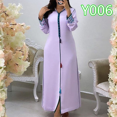 Explosive Trend Of Casual Muslim Women'S Long Skirt Dress Fashion Two-Color Entry