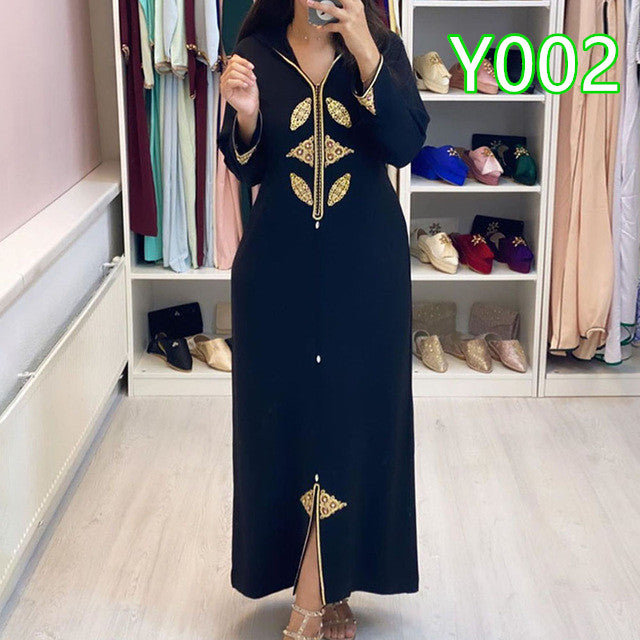 Explosive Trend Of Casual Muslim Women'S Long Skirt Dress Fashion Two-Color Entry