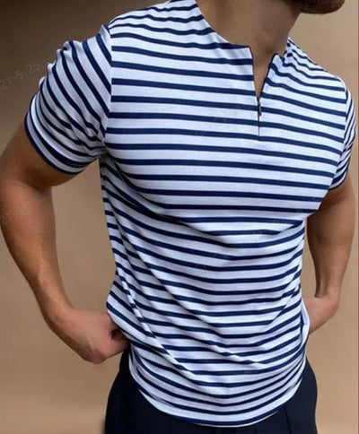 Summer polo men's casual lapel striped T-shirt men