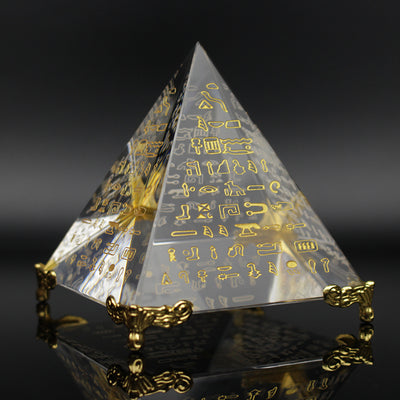 New Hieroglyphs Pyramid Crystal Feng Shui Stone Yoga Energy Healing Crystal Ornament Living Room Decoration