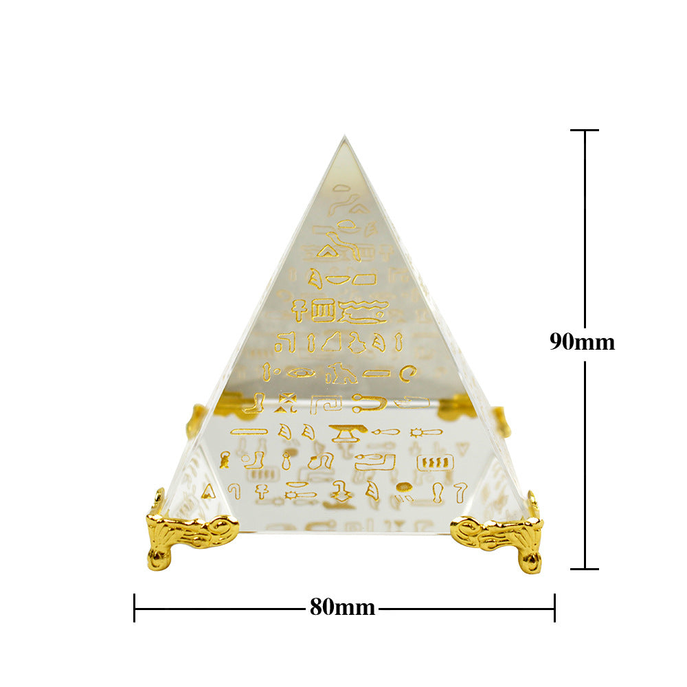 New Hieroglyphs Pyramid Crystal Feng Shui Stone Yoga Energy Healing Crystal Ornament Living Room Decoration