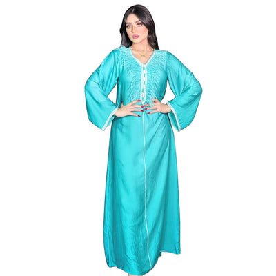 Dress Middle East Muslim Amazon Fashion Feather Patchwork Robe