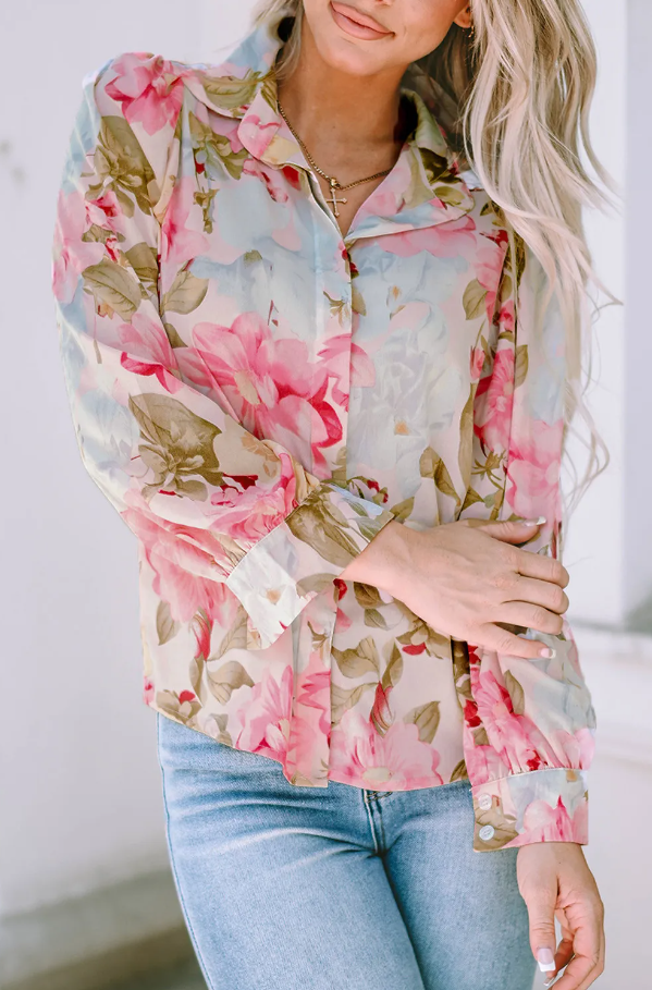 Floral print shirt, pink