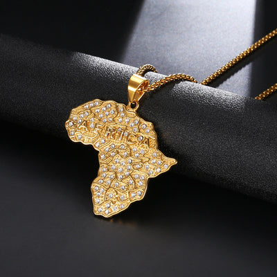 Necklace With Diamonds Africa Map Pendant