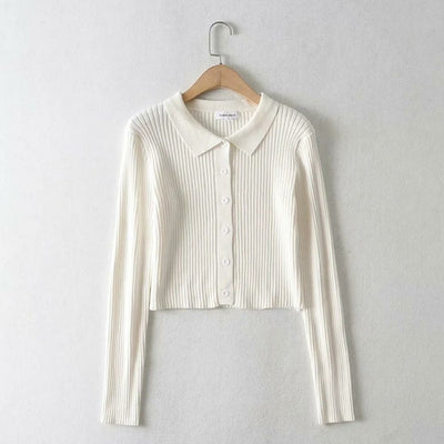 Women Polo Knitted Cardigan Coat