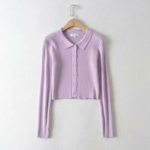 Women Polo Knitted Cardigan Coat