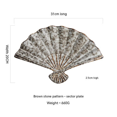 Japanese-style Ceramic Japanese Sushi Fan-shaped Meal Plate