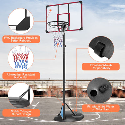 Portable Basketball Hoop System Stand Height Adjustable 7.5ft - 9.2ft