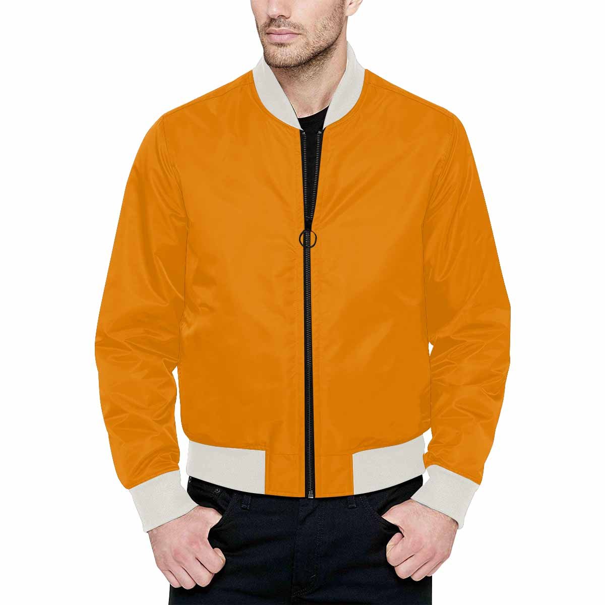 Mens Jacket, Tangerine Orange Bomber Jacket