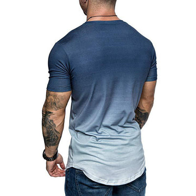 Gradient T-shirt Summer Round Neck Short Sleeve T-shirt Men