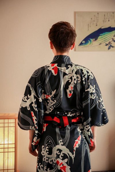 Kimono Formal Wear Male Traditional Kimono Big Koi Samurai Kimono