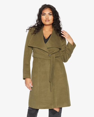 De La Creme Womens Waterfall Lapel Double Breasted Duster Coat