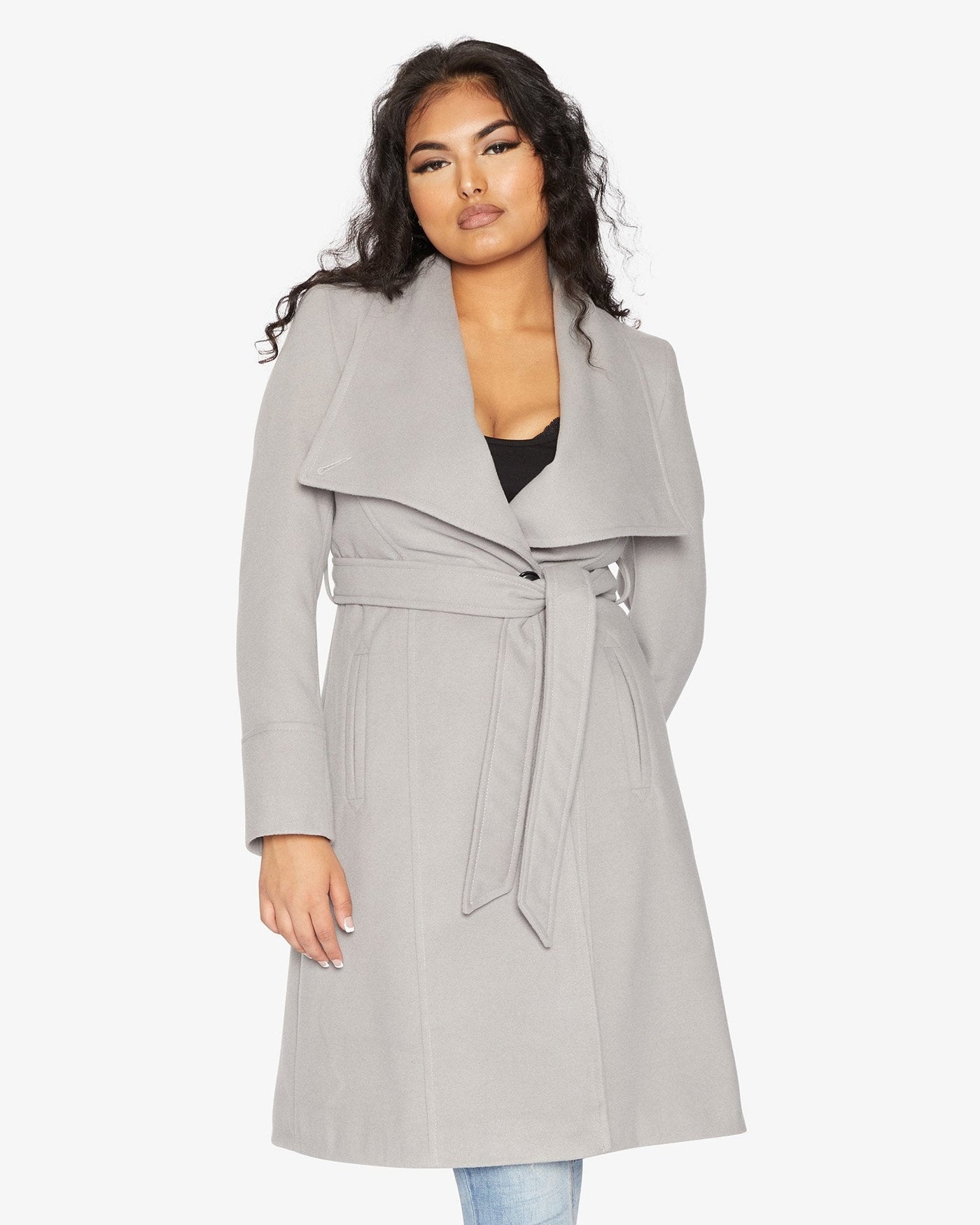 De La Creme Womens Waterfall Lapel Double Breasted Duster Coat