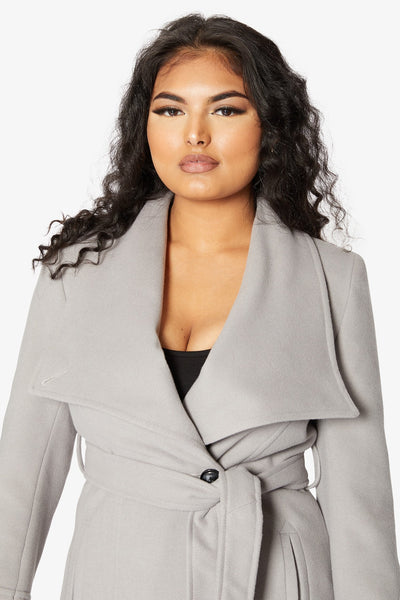 De La Creme Womens Waterfall Lapel Double Breasted Duster Coat