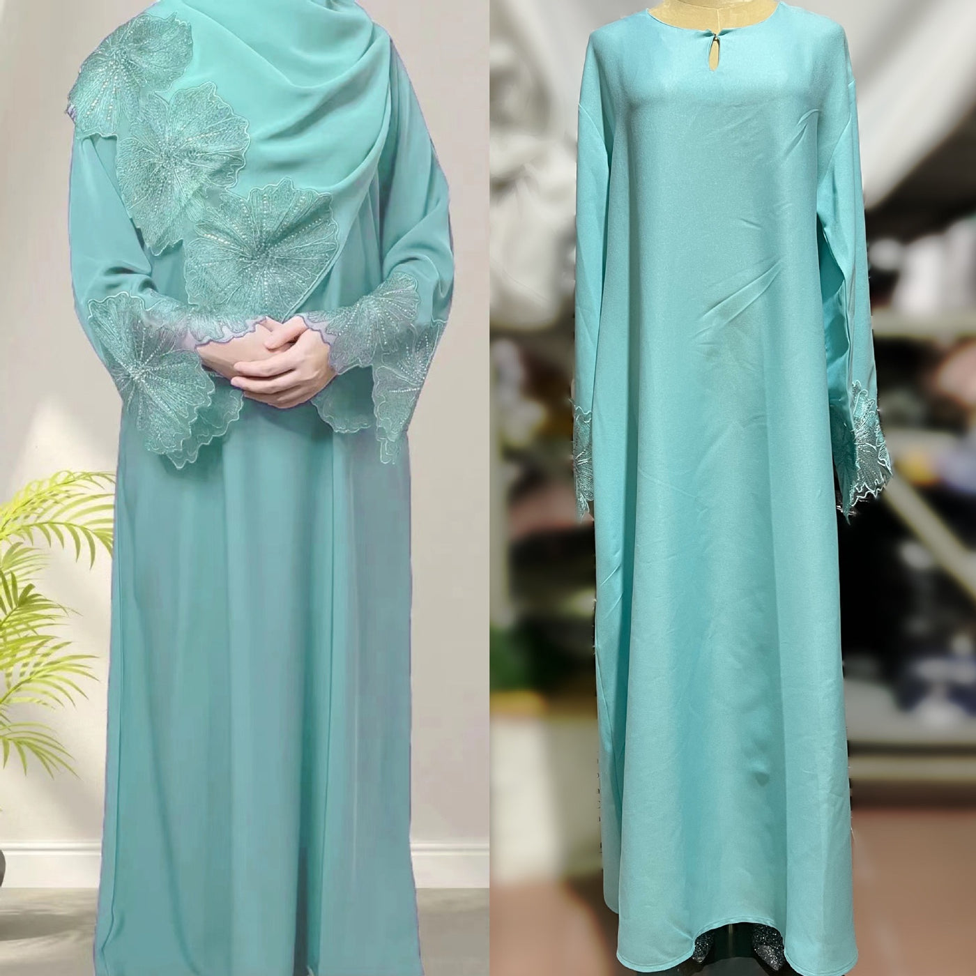 Women's Muslim Robe Malay Indonesian Dress With Headscarf