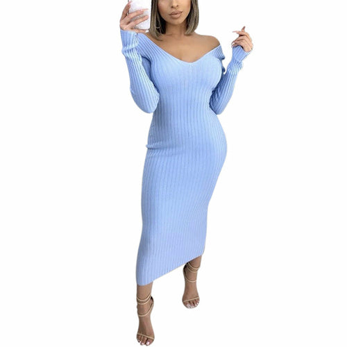 Seater Knit Dress for Women with V-neck