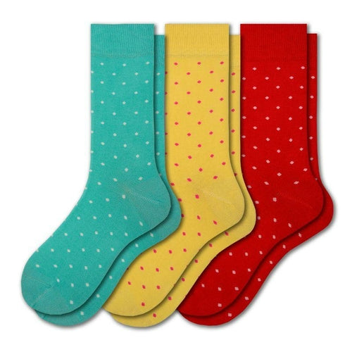 Combed Cotton Pin Dot Crew Casual Women's 3 Pr. Pack Socks