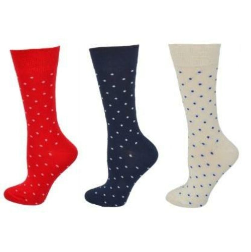 Combed Cotton Pin Dot Crew Casual Women's 3 Pr. Pack Socks