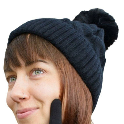 Furry Lined Hats With Pompom Beanie Women's Cable Design Hats