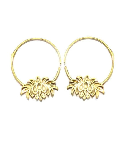 Lotus Flower Hoops Earrings